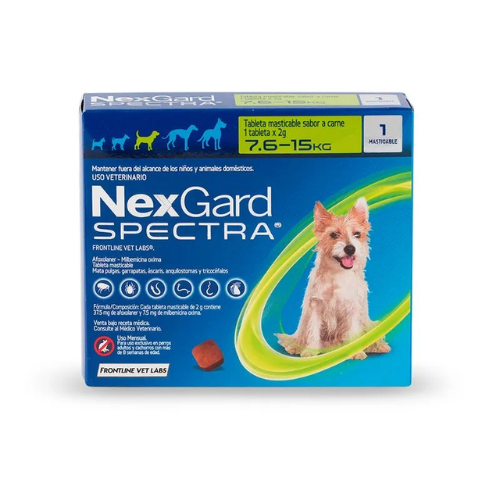 Tabletas antiparasitarias Nexgard Spectra para perros de 7,6 a 15 kg