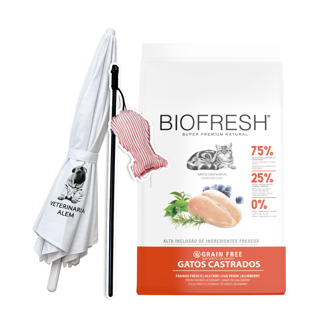 Biofresh Gato Castrado 7.5kg + Varita para Gatos + Sombrilla
