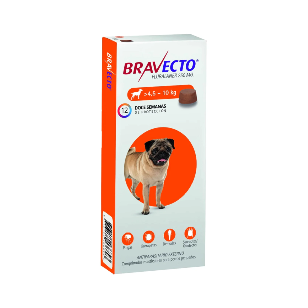 Bravecto antiparasitario para perro de 4,5 a 10 kg, 1 comprimido masticable