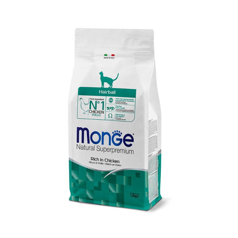 Monge Monoprotein Gato Adulto Control De Bola De Pelos Sabor Pollo + Snack Monge de Regalo