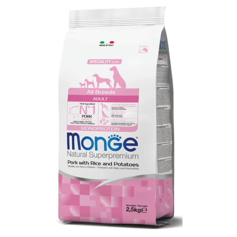 Monge Monoprotein Perro Adulto Todas Las Razas Sabor Cerdo + Snack Monge de Regalo