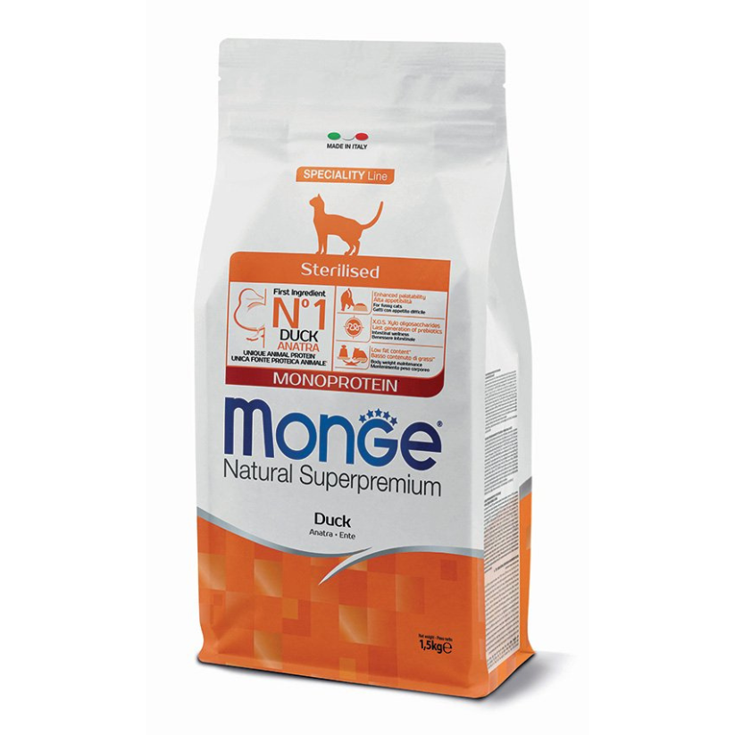 Monge Monoprotein Gato Adulto Esterilizado Sabor Pato + Snack Monge de Regalo