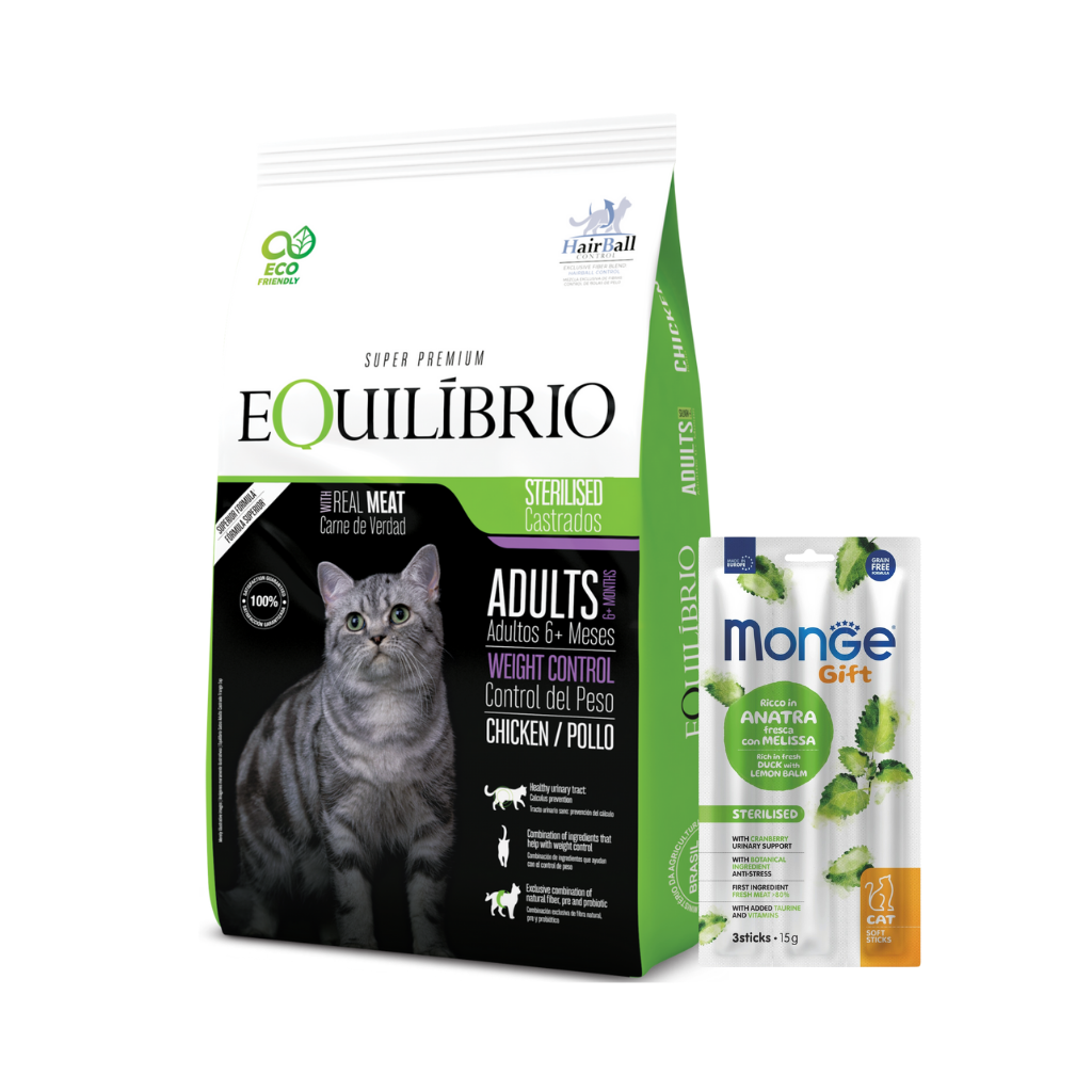 Equilibrio Gato Adulto Castrado Pollo 7,5 Kg + Snack de Regalo!