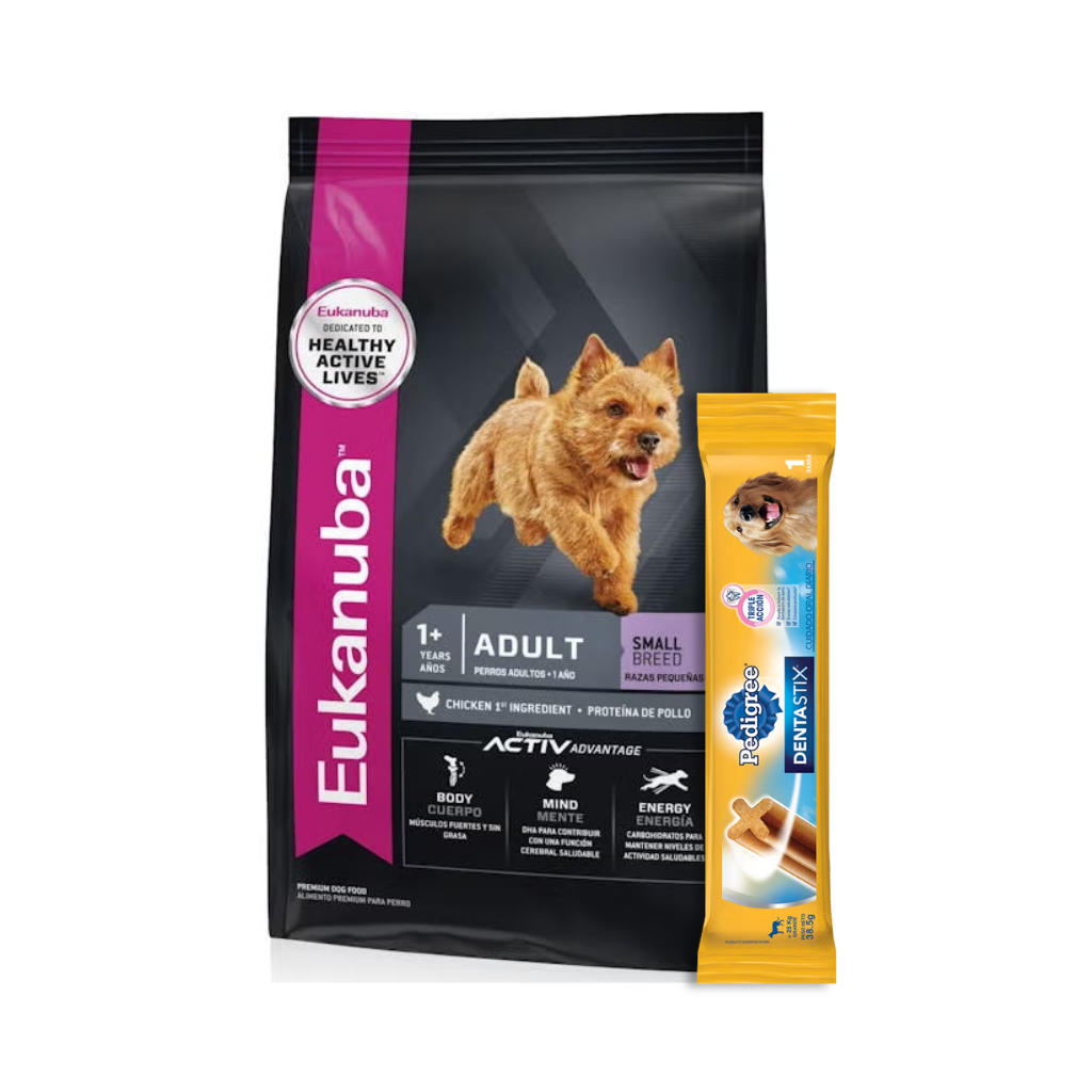 Eukanuba Perro Adulto Raza Pequeña 15 kg + Pedigree Dentastix 38,5 g
