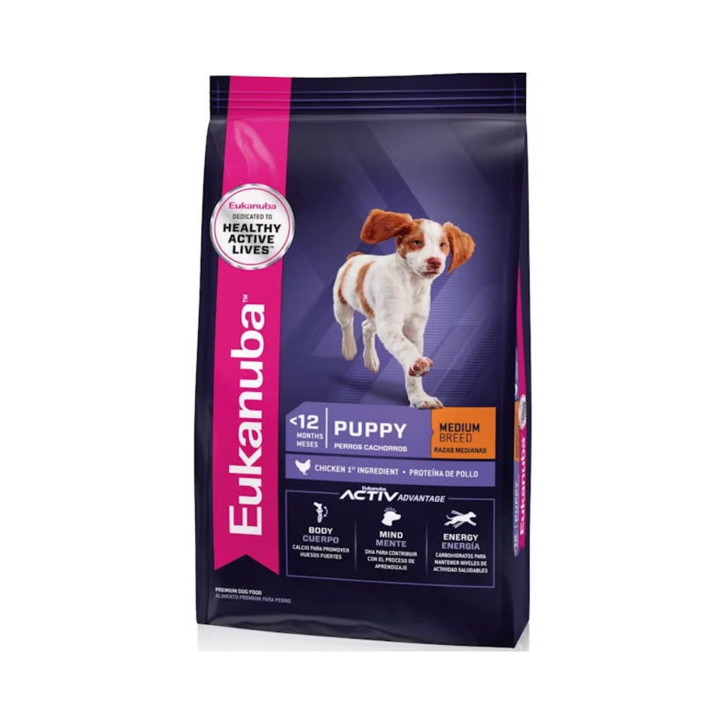 Bolsa de alimento Eukanuba Perro Cachorro Raza Mediana 15 kg + 1 snack Rodeo 70 g