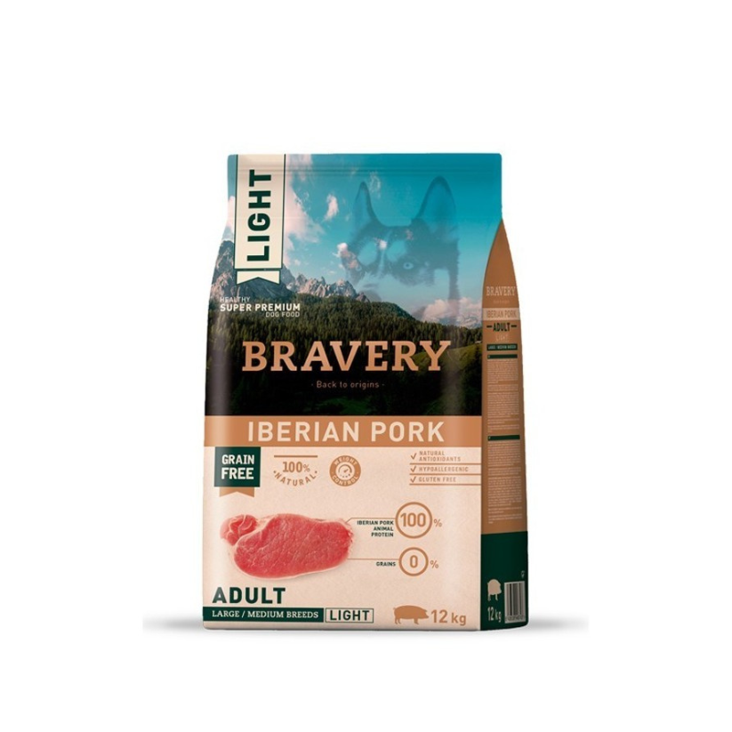Bravery Perro Adulto Light Razas Grandes Y Medianas Sabor Cerdo Ibérico