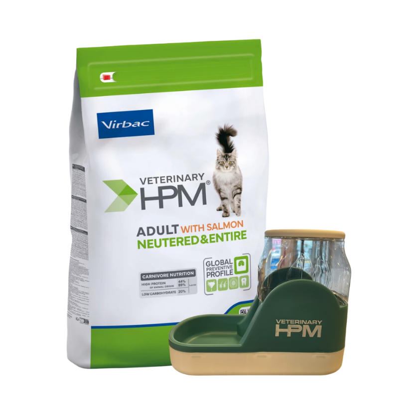 HPM Gato Adulto Sabor Salmon 7 kg + Comedero Automático