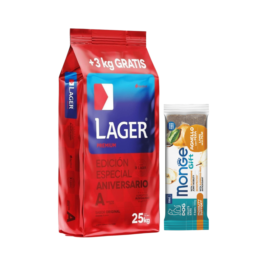 Lager Perro Adultos 22 kg + 3 kg + 1 Snack De Regalo