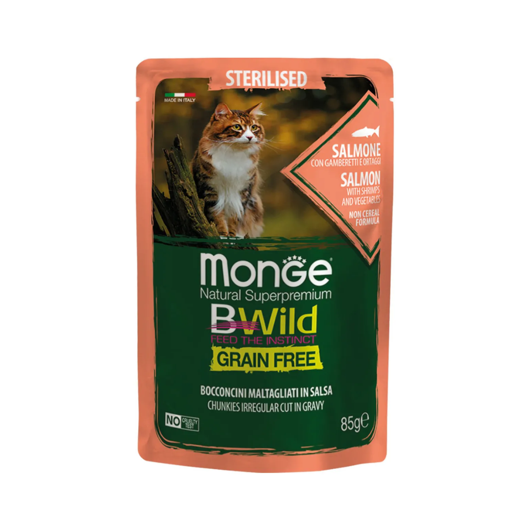 Monge Bwild Gato Castrado Pouch Salmon, Shirmp And Vegetables 85 g