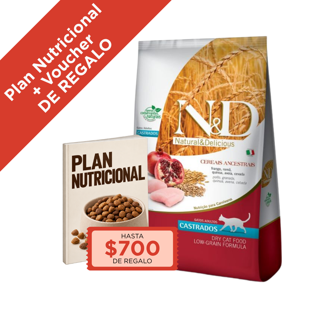 ND Ancestral Gato Castrado 7,5 kg + Plan Nutricional + Voucher de REGALO