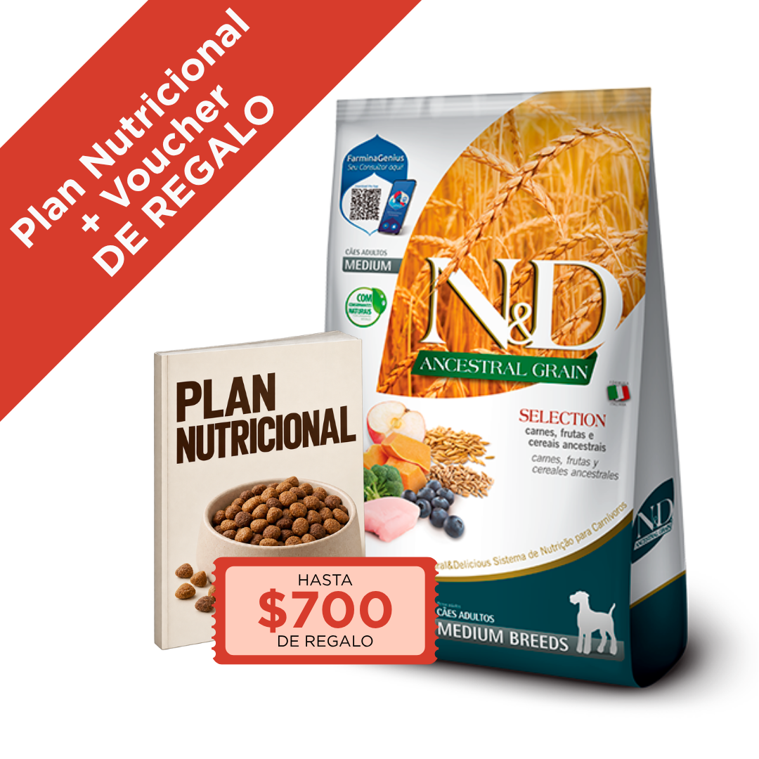 ND Ancestral Perro Adulto Mediano 15 kg + Plan Nutricional + Voucher de REGALO