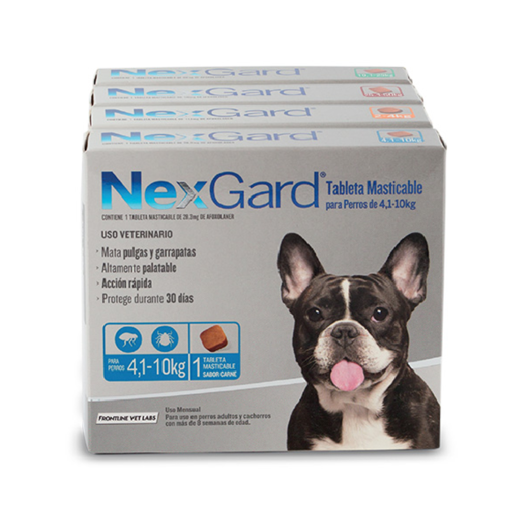 Tabletas antiparasitarias Nexgard para perros de 4 a 10 kg