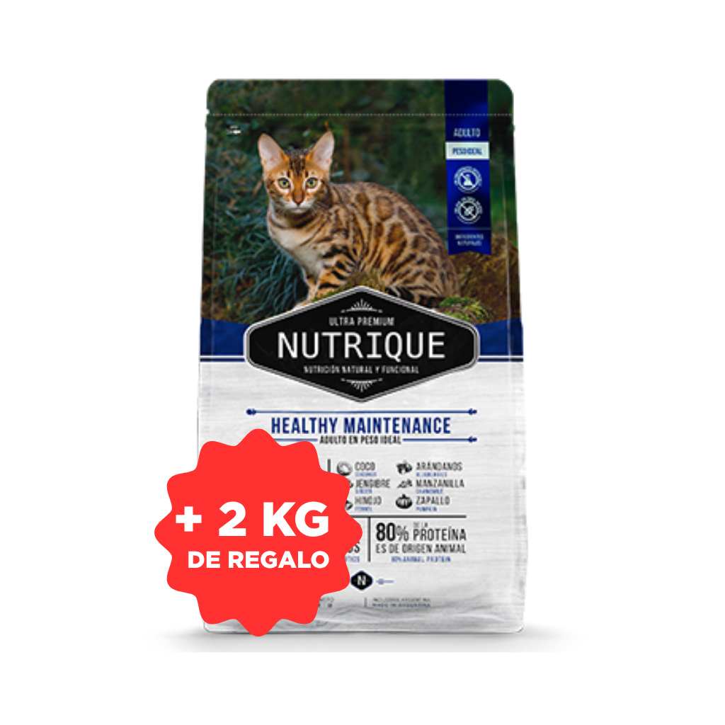 Bolsa de alimento Nutrique para gato adulto, 7,5 kg + 2 kg de regalo