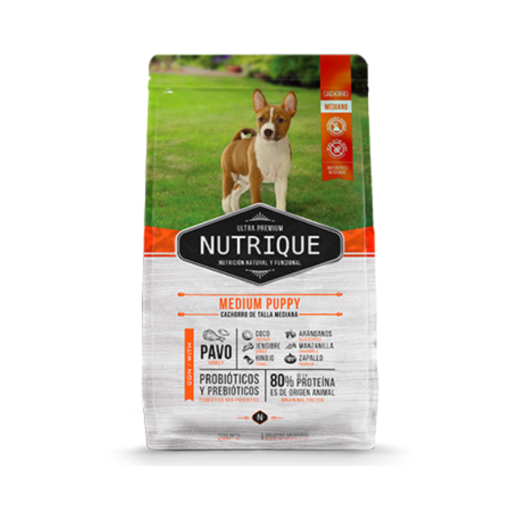 Bolsa de alimento Nutrique para cachorro de raza mediana, 7,5 kg