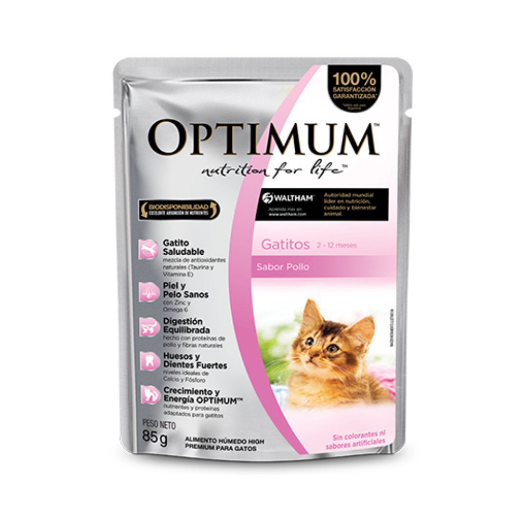 Optimum Sobre Gato Cachorro Pollo 12 Unidades de 85 g