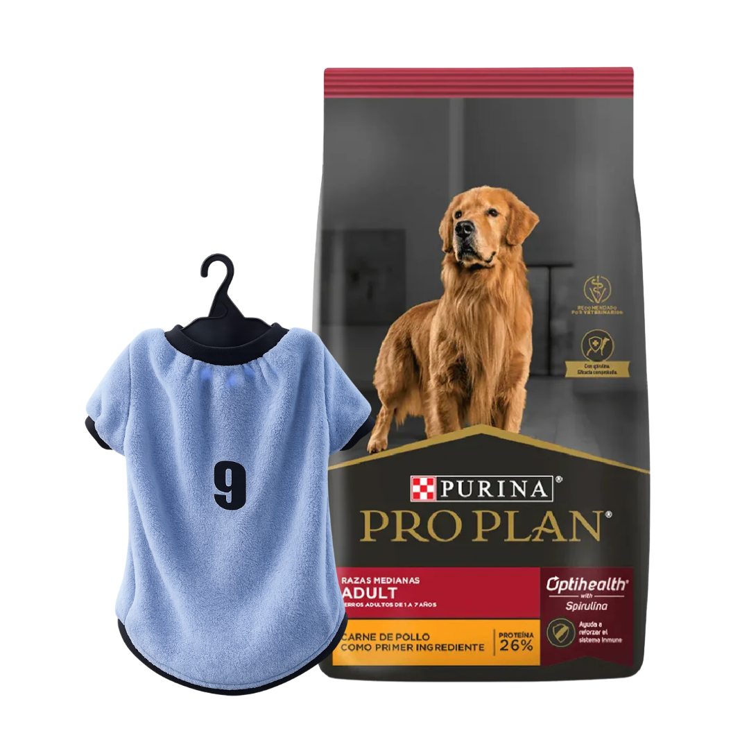 Pro Plan Perro Adulto Raza Mediana 15kg + Remera Uruguay de Regalo