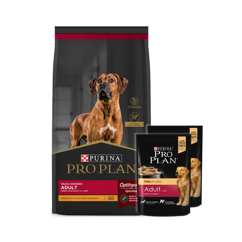 Pro Plan Perro Adulto Raza Grande 12 kg - 2 Pro Plan Pouch de Regalo