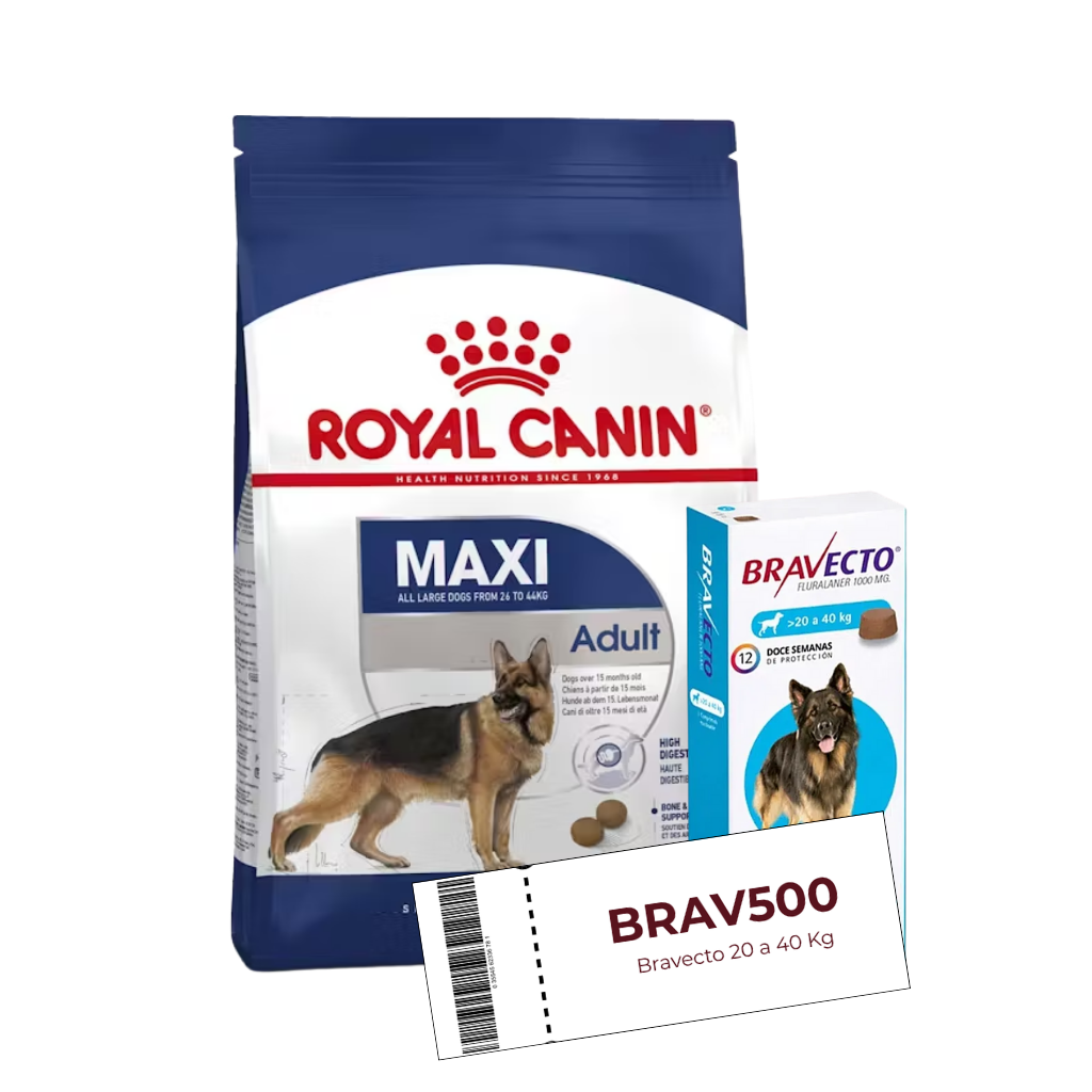 Royal Canin Perro Maxi Adulto 15 kg + Cupón Bravecto 20 a 40 kg de REGALO