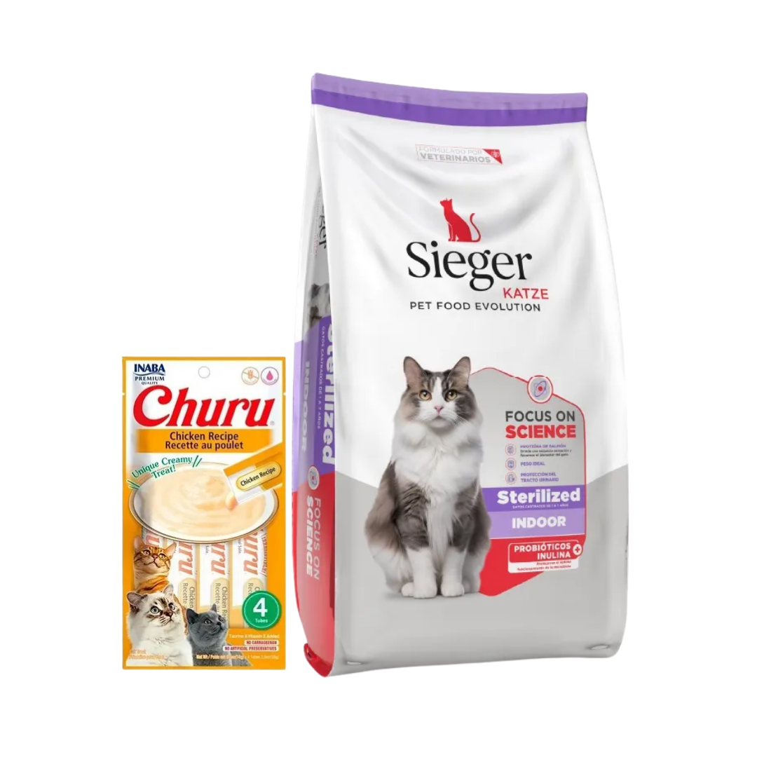 Sieger Katze Sterilized 3 kg + Churu de REGALO
