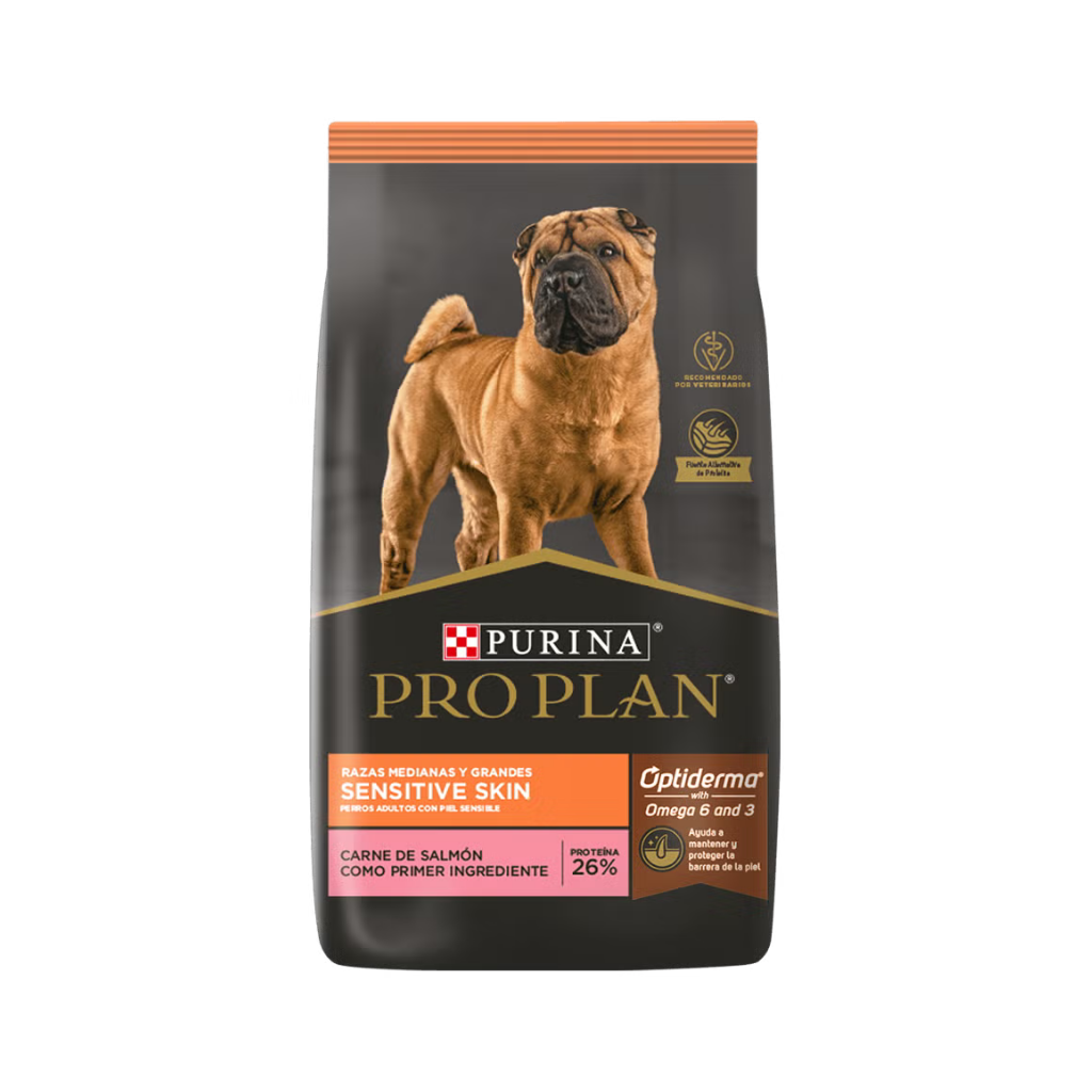 Bolsa de alimento Pro Plan para perro adulto de razas medianas y grandes, piel sensible, 15 kg
