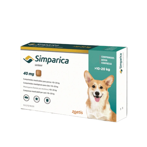 Protección antiparasitaria Simparica para perros de 10 a 20 kg