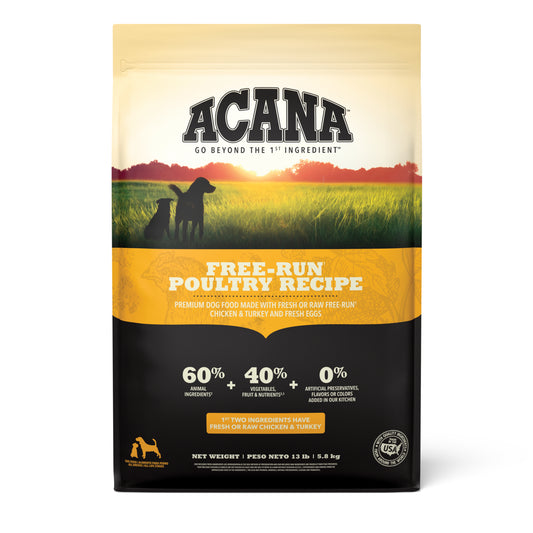 ACANA Dog Free-Run Poultry Recipe 25LB + Plato Acero Inoxidable Grande