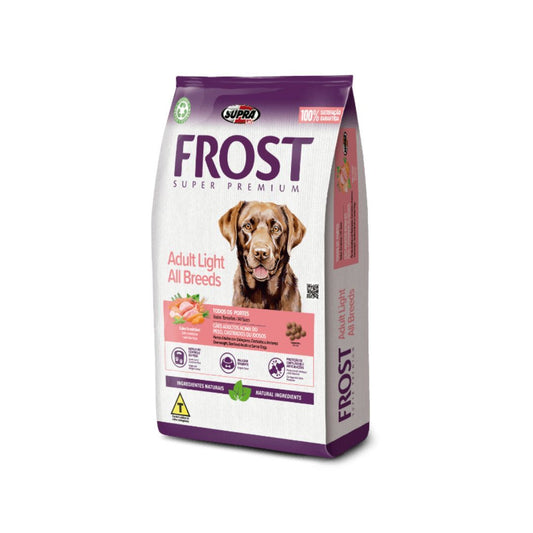 FROST LIGHT ALL BREEDS X 15 KG + Hueso de cuero + guante deslanador