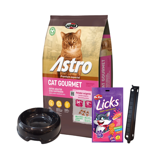 Astro Cat Gourmet 7Kg + 3 Dr Zoo + Plato + Clip De Regalo!