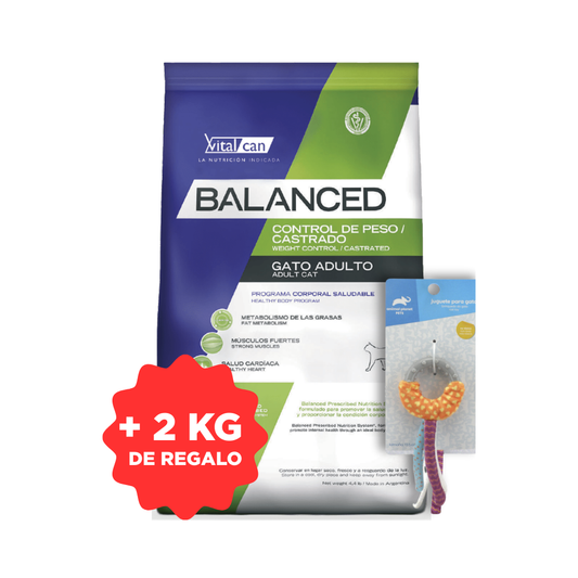 Balanced Gato Adulto Control de Peso 7,5 kg + 2 kg + Jugete Gato de Regalo