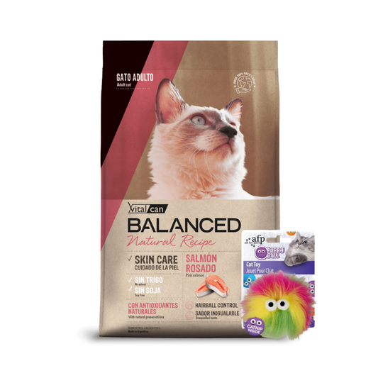 Balanced Natural Recipe Gatos Adultos Salmon Rosado + Juguete Gato de Regalo