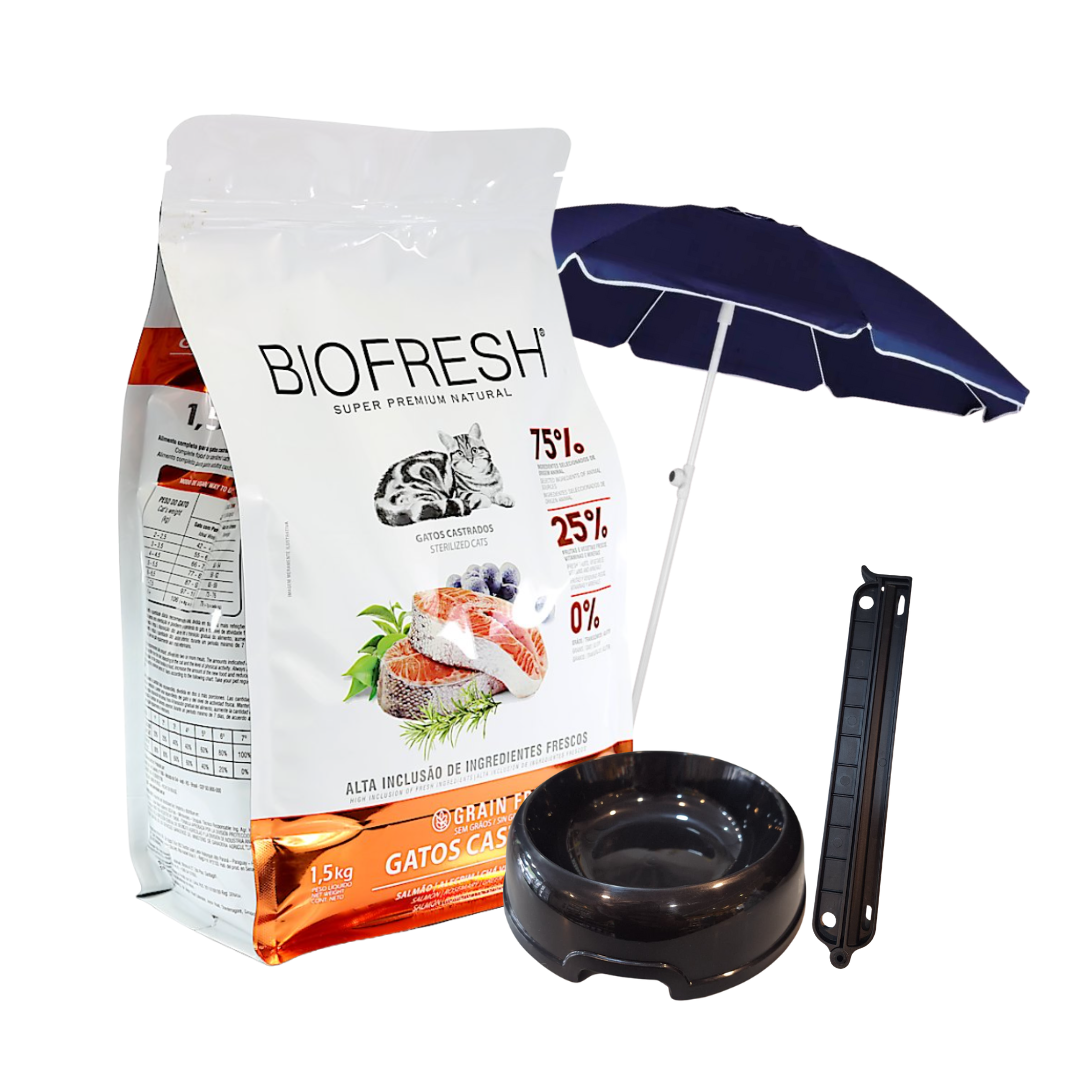 Biofresh Gatos Castrados Salmon 7,5 Kg + Sombrilla + Plato + Clip De Regalo!