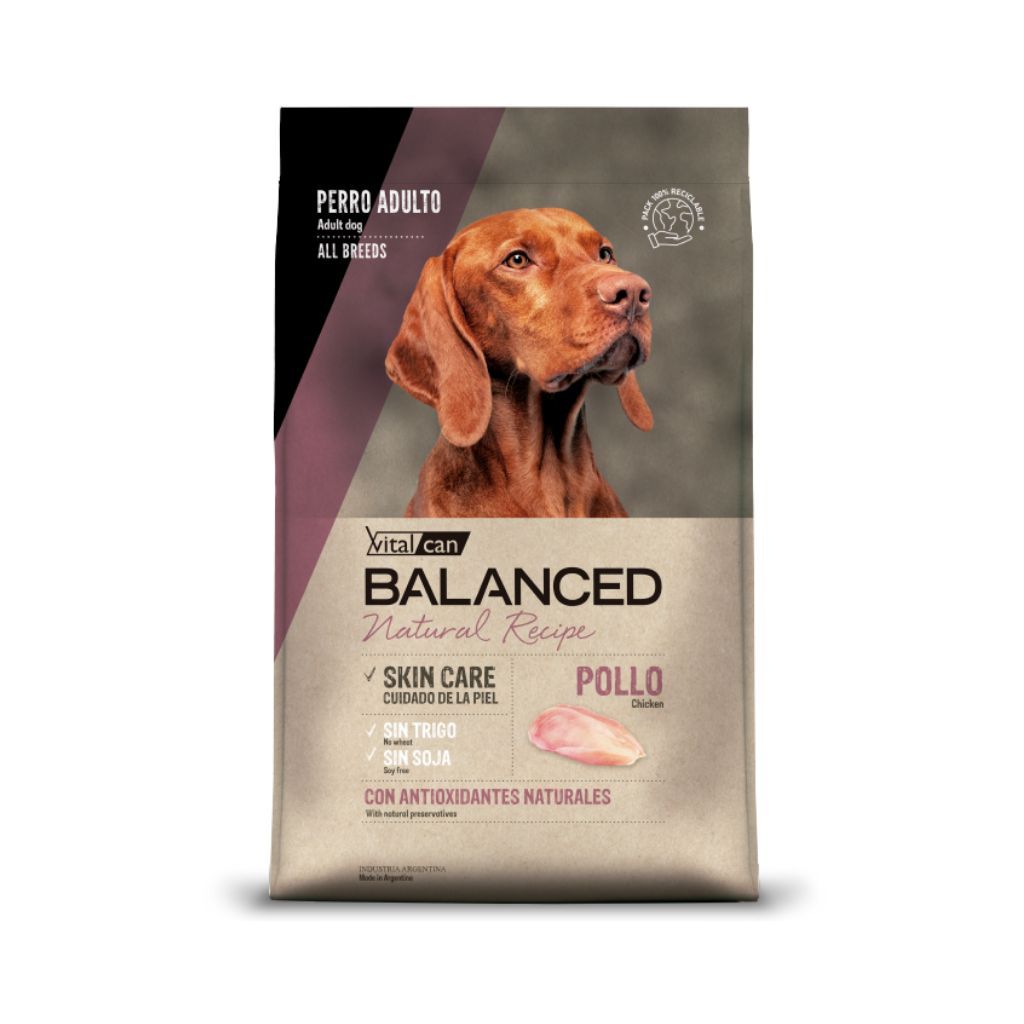 Bolsa de alimento Balanced Natural Recipe para perro sabor pollo