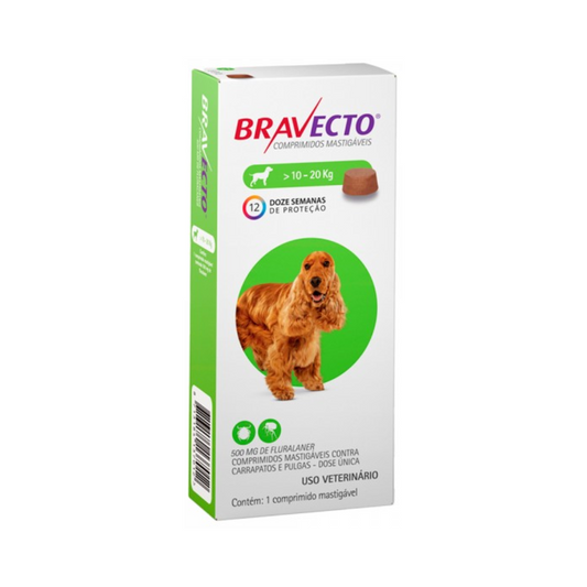 Bravecto antiparasitario para perro de 10 a 20 kg, 1 comprimido masticable