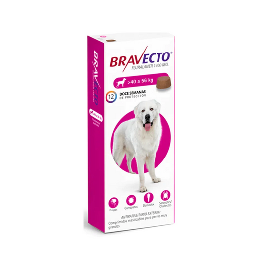 Bravecto antiparasitario para perro de 40 a 56 kg, 1 comprimido masticable