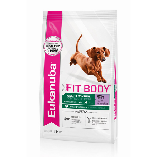 Bolsa de alimento Eukanuba Fit Body para perro raza pequeña