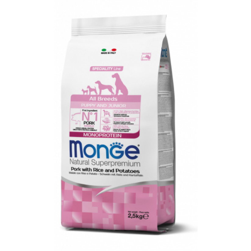 Monge Monoprotein Perro Cachorro Todas Las Razas Sabor Cerdo + Snack Monge de Regalo
