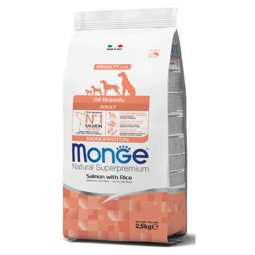 Monge Monoprotein Perro Adulto Todas Las Razas Sabor Salmón + Snack Monge de Regalo
