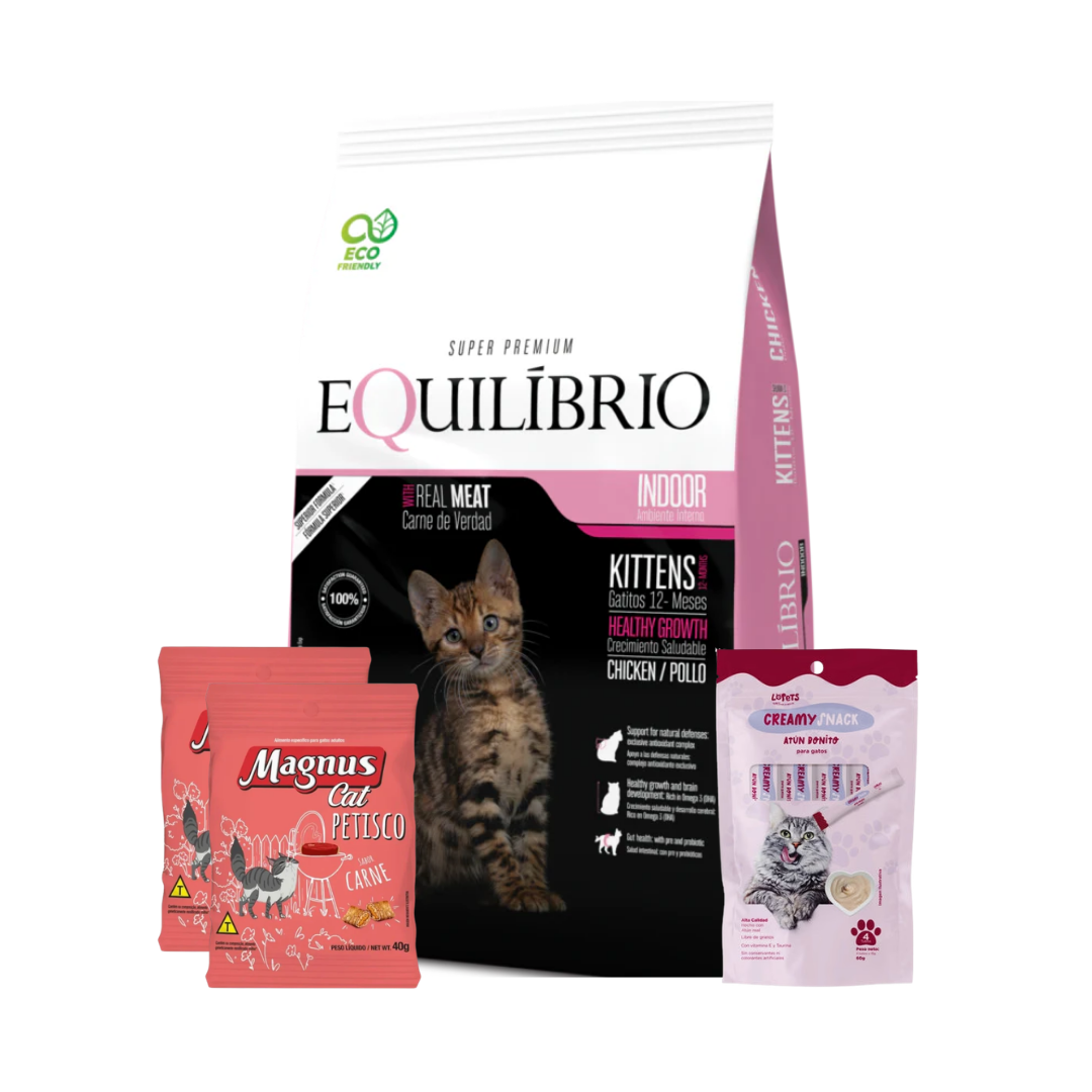 Equilibrio Gato Cachorro 7,5 kg + 2 Snacks Magnus + Creamy Snacks