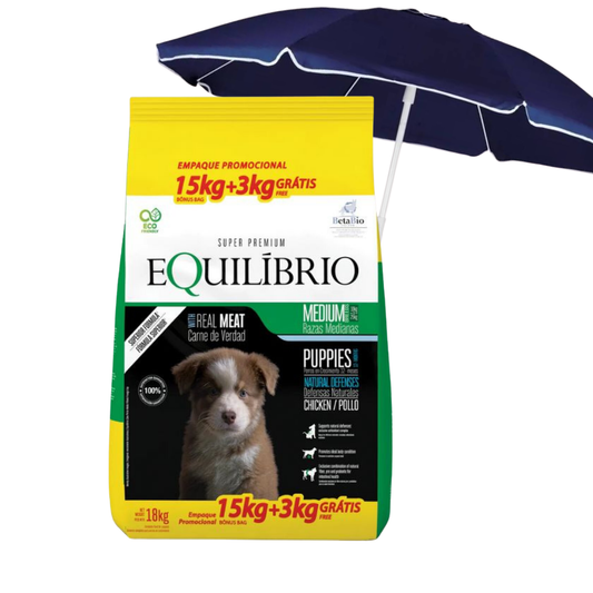 Equilibrio Perro Mediano Cachorro Sabor Pollo 15 + 3 Kg