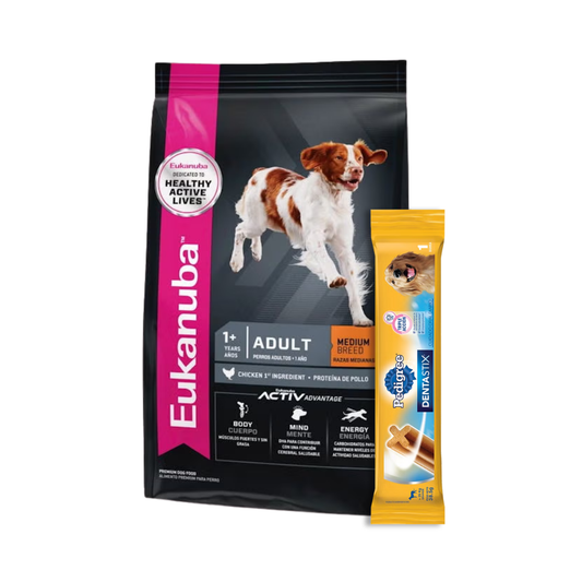 Eukanuba Perro Adulto Raza Mediana 15 kg + Pedigree Dentastix 38,5 g