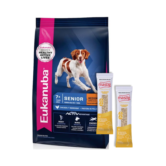 Eukanuba Perro Senior Raza Mediana 15 kg + 2 Mastig De Regalo