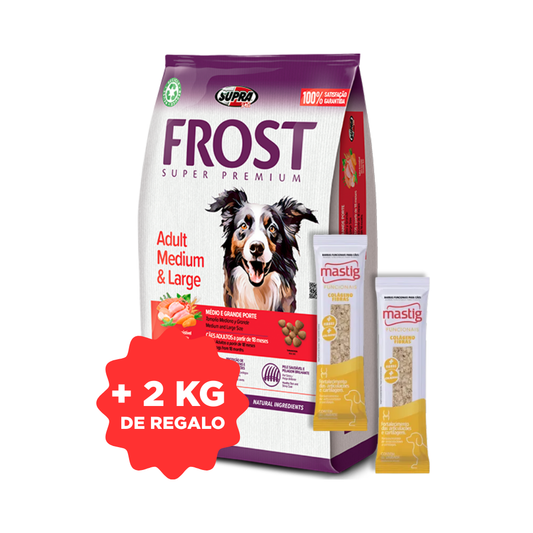 Frost Perro Adulto Razas Medianas y Grandes 15 kg + 2 kg + 2 Mastig Barra Funcional