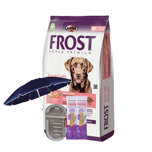 Frost Perros Control de Peso Light Todas las Razas 15 kg + 2 Mastig + Jabonera + Sombrilla