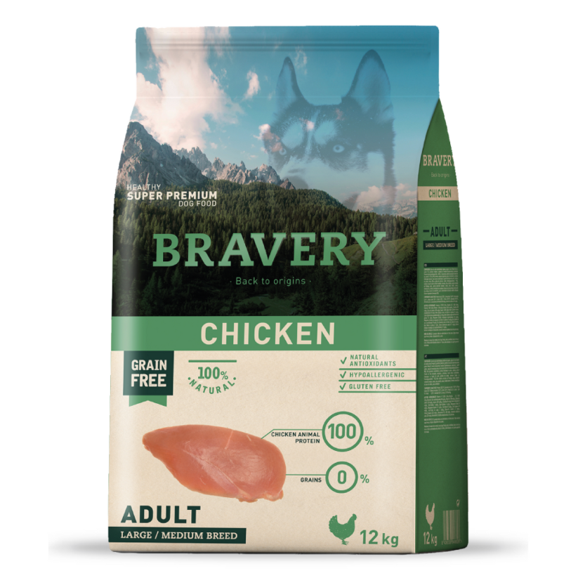 Bravery Perros Adultos Raza Mediana Y Grande Sabor Pollo