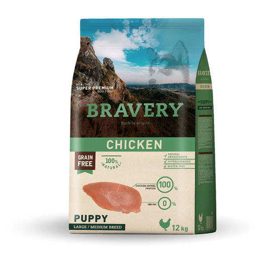Bravery Perros Cachorros Raza Mediana Y Grande Sabor Pollo