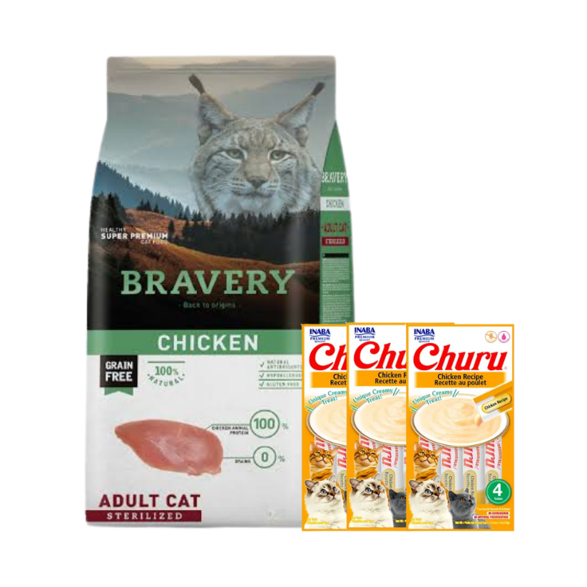 Bravery Chicken Adult Cat Sterilized 7 kg + Churu