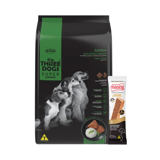 ThreeDog Perro Adulto Razas Medianas y Grandes 15 + 2 kg + Mastig