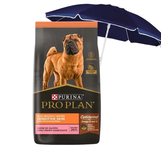 Pro Plan Perro Sensitive Skin de 12 kg + Sombrilla