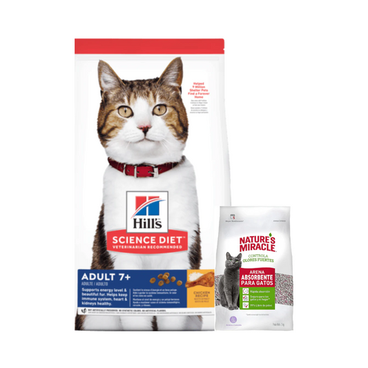 Hills Science Diet Gato Adulto 7+ 3,2 kg + Arena Sanitaria de Regalo