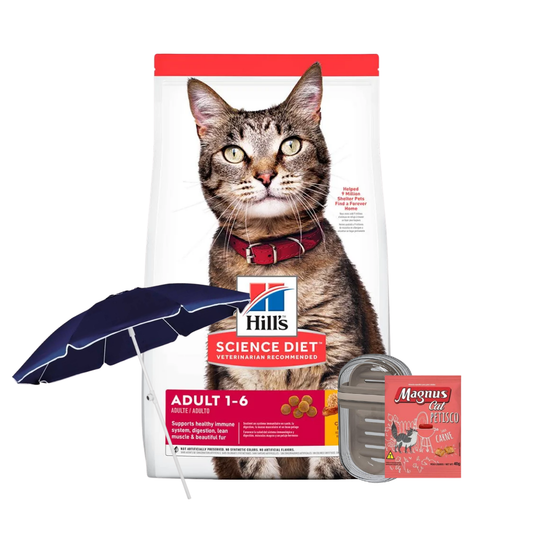 Hill's Gatos Adultos Nutrición Completa 7.3 kg + Magnus Gato + Jabonera + Sombrilla